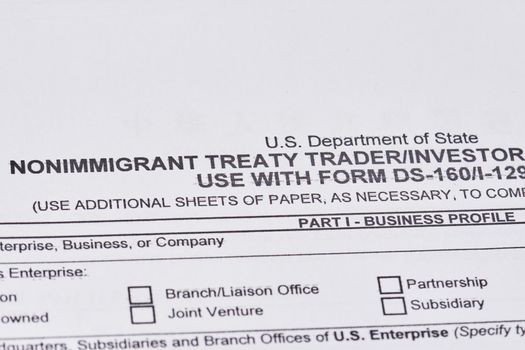 Nonimmigrant treaty trader investor visa application form