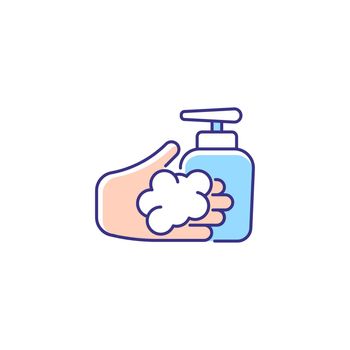 Washing with liquid soap RGB color icon