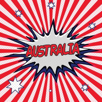 Flag of Australia in the style of pop art Comic Speech Bubble