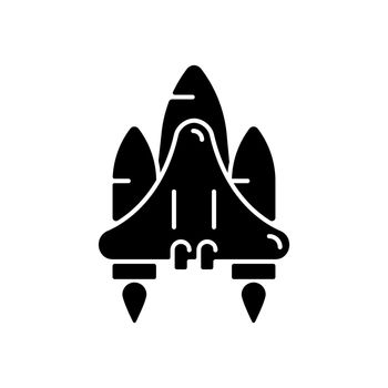 Space shuttle black glyph icon