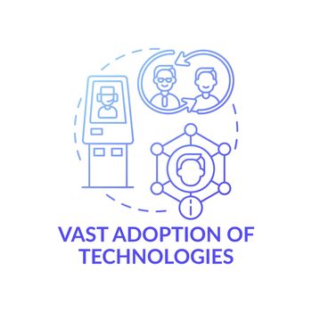 Vast adoption of technologies dark gradient blue concept icon