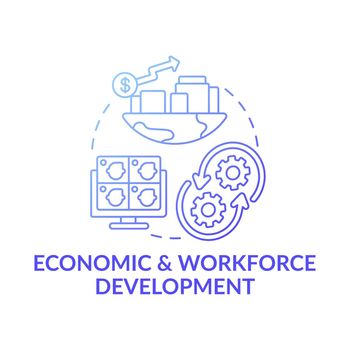 Economic and workforce development dark blue concept icon