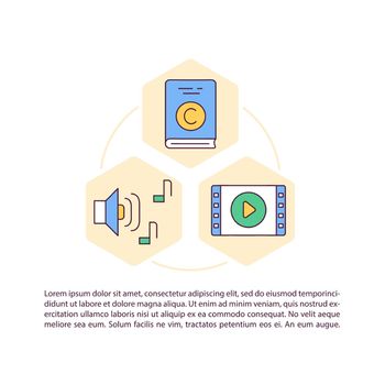 Copyright law concept line icons with text