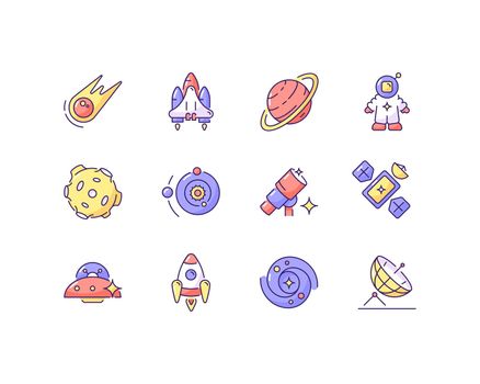 Astronautic RGB color icons set