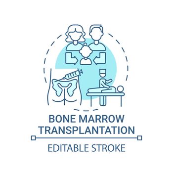 Bone marrow transplantation blue concept icon
