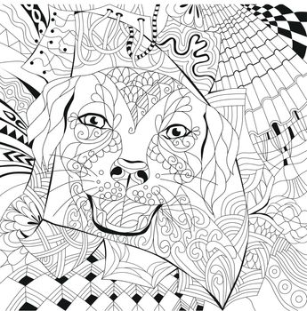 Dog zentangle styled with clean lines for coloring book for anti stress, T - shirt design, tattoo and other decorations