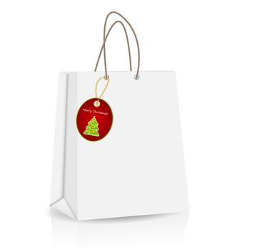Empty Shopping Bag with Christmas label  for advertising and branding vector illustration