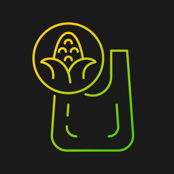 Compostable bag made from corn gradient vector icon for dark theme