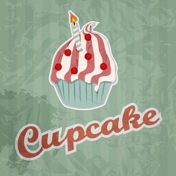 cupcake retro background. Vector illustration