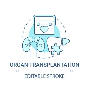 Organ transplantation blue concept icon