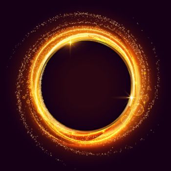 glowing swirl frame made with sparkles and particles background
