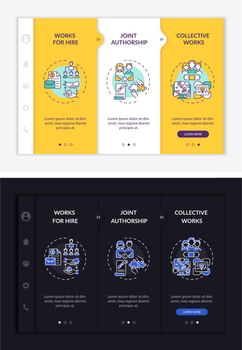 Copyright law specific rules onboarding vector template