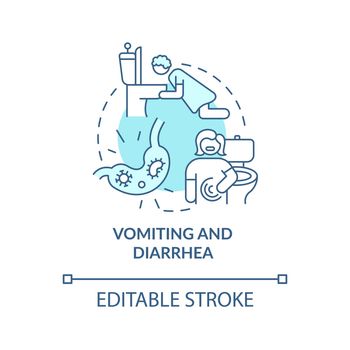 Vomiting and diarrhea blue concept icon