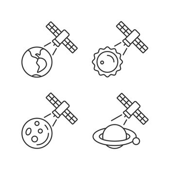 Celestial bodies observation linear icons set