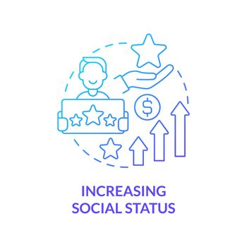 Increasing social status blue gradient concept icon