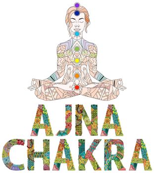 Ajna Chakra. Vector zentangle object for decoration