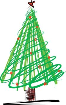 Hand drawn sketch Christmas tree