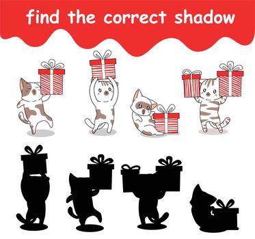 find the correct shadow of cat is holding gift box
