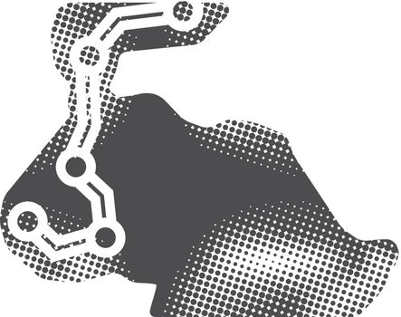 Halftone Icon - Rally route map