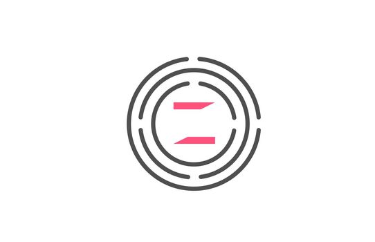 pink Z logo design letter design with circles. Alphabet design icon. Branding for products and company