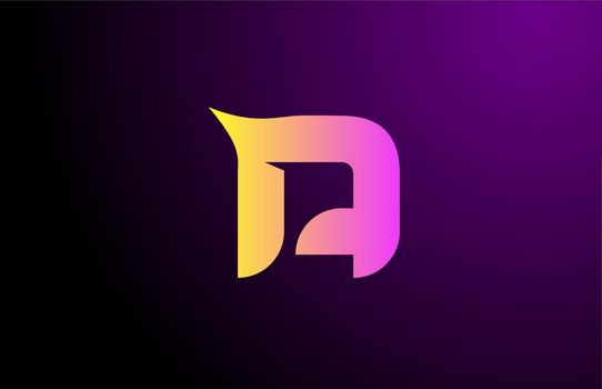 yellow purple A creative gradient alphabet letter logo for branding and business. Design for icon corporate identity
