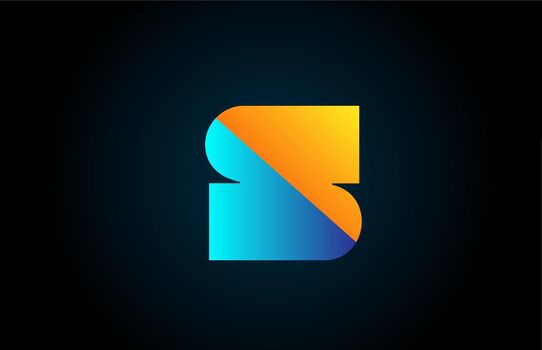 blue yellow S alphabet letter icon logo for company and business. Simple geometric gradient for corporate design