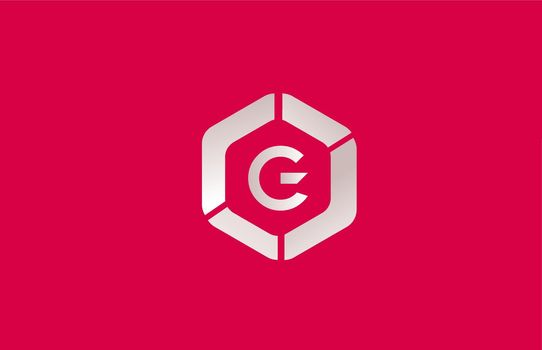 G alphabet letter icon logo for business and company with polygon design. Suitable for a trendy or stylish polygonal logotype. Pink and white color