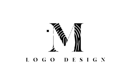 black and white M alphabet letter icon logo. Pattern design for company and business identity