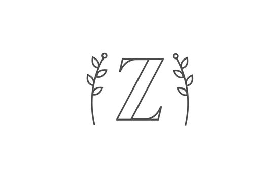 line design of Z alphabet letter icon logo. Company business typography with flower pattern