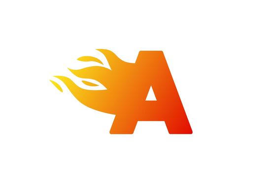 fire A alphabet letter icon for company. Red flames design suitable for a corporate logo