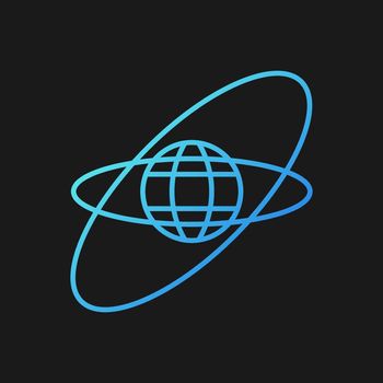 Satellite orbits and trajectories gradient vector icon for dark theme