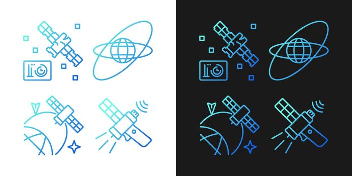 Satellites in space gradient icons set for dark and light mode