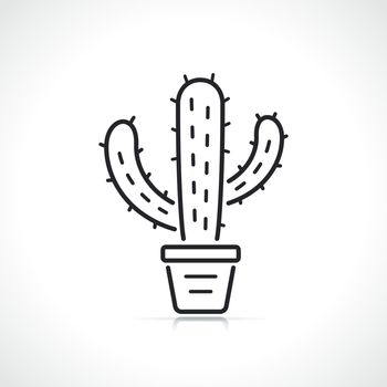 cactus flowerpot thin line icon