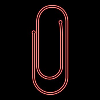 Neon paper clip red color vector illustration flat style image