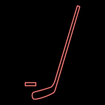 Neon hockey sticks and puck red color vector illustration flat style image