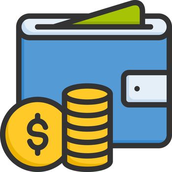 Wallet icon design outline color style