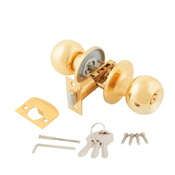 Door lock assembly with bolts and keys on White Background