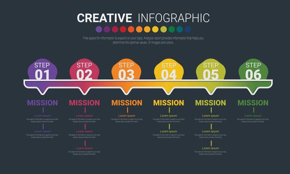 Timeline infographic template with 6 options