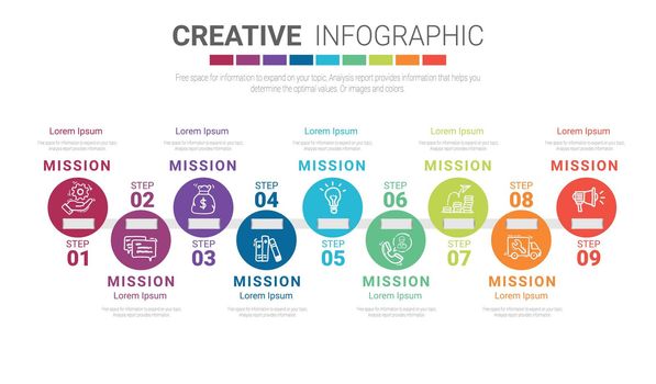 nfographic design template with 9 options