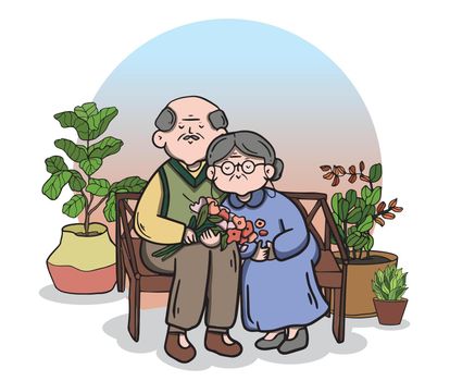 Family elderly People stay at home with lovers and parents.