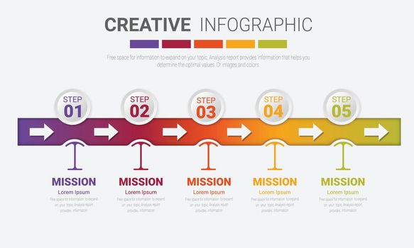 Timeline infographic template with 5 options, vector infographics design
