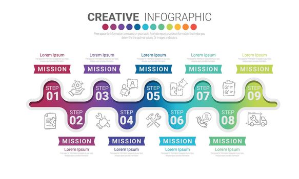 Infographic design template with 9 option