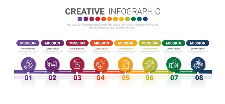 Infographic design template with numbers 8 option 