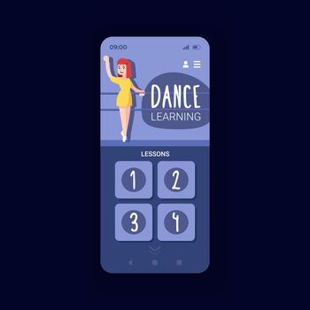 Online dance classes smartphone interface vector template