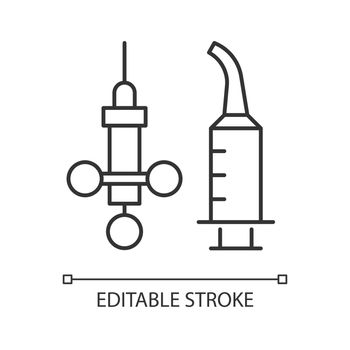 Dental irrigation syringe linear icon