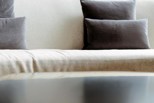 cushion on sofa, modern living room.
