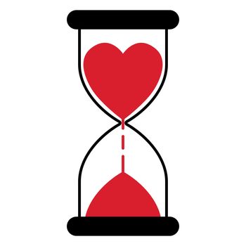 Hourglass with a heart time love, a timer for lovers