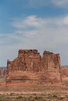 Utah mesas with mountains in background at Arches National Park