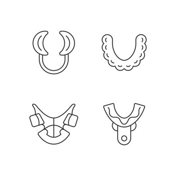 Orthodontic appliances linear icons set