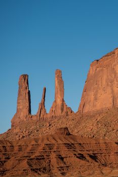 W shape butte carved by erosion Utah Monument Valley
